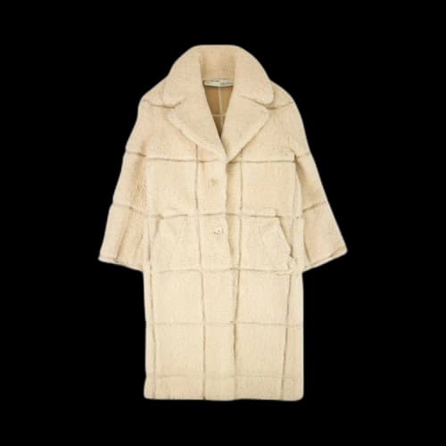 Off-White Solid Color Coat Loose Fit Creamy White (Women's)