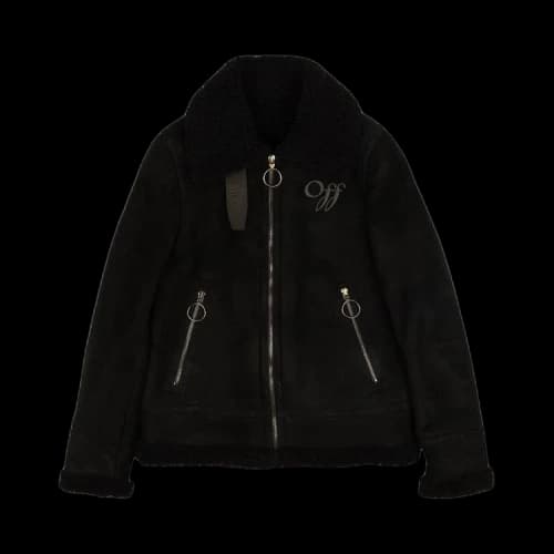 Off-White Cropped Shearling Jacket 'Black'