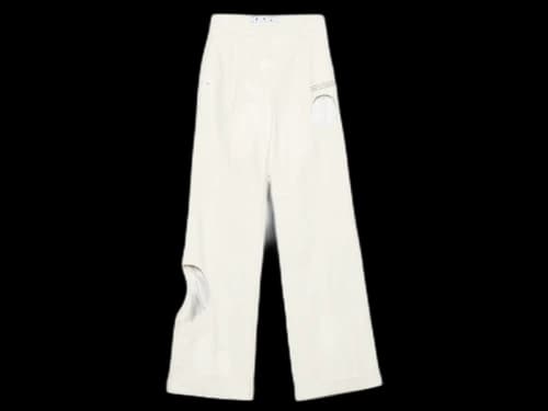 OFF-WHITE Leather Meteor Holes Formal Pants White