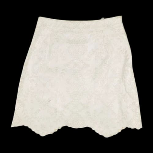 Off-White Embroidered Leather Skirt 'White'