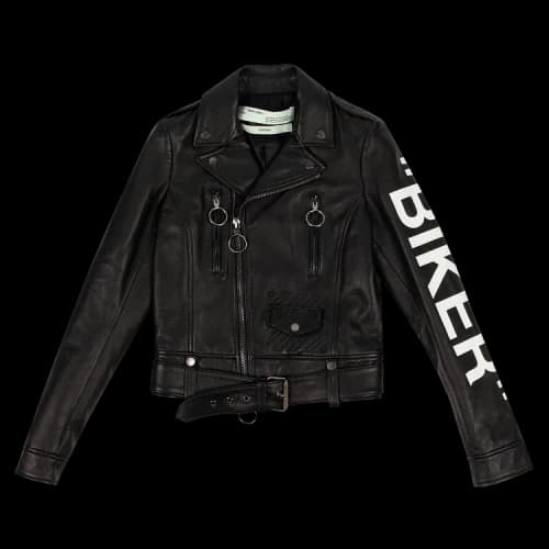Off-White Leather Biker Jacket 'Black'