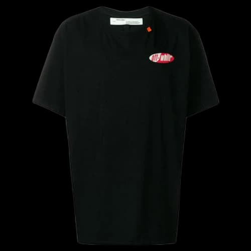 Off-White Slim Fit Split Logo Print T-Shirt /White/Red
