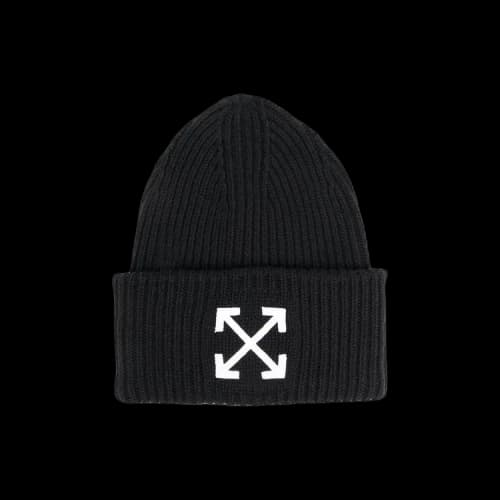 OFF-WHITE Arrow Motif Embroidered Beanie Black/White