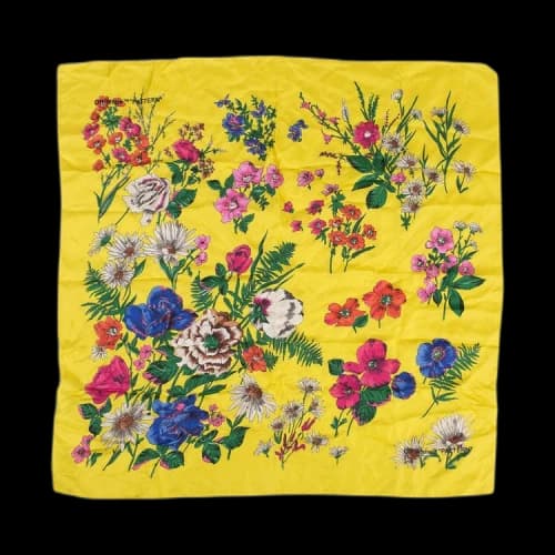 Off-White Floral Silk Scarf 'Yellow'