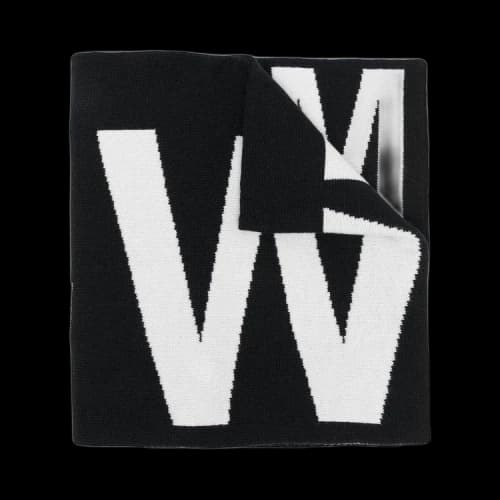 Off-White Ribbed Knit Intarsia Logo Scarf 'Black/White'