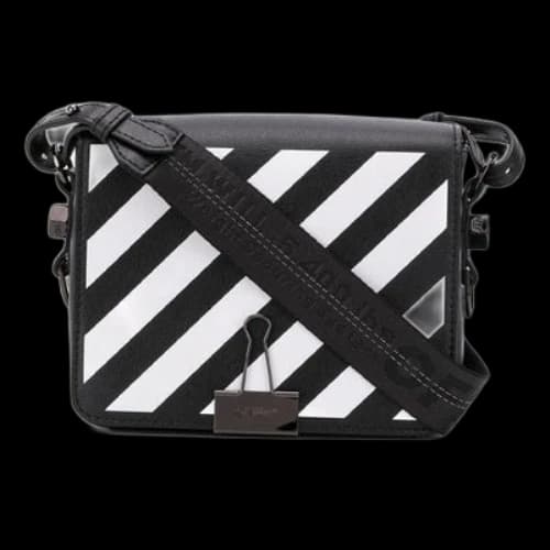 Off-White Binder Clip Stripe Shoulder Bag Messenger Bag Black White (Women's)