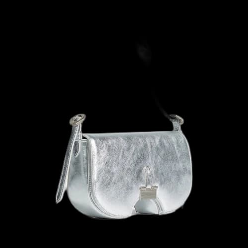 Off-White Laminate Swiss Flap Shoulder Bag 'Silver'