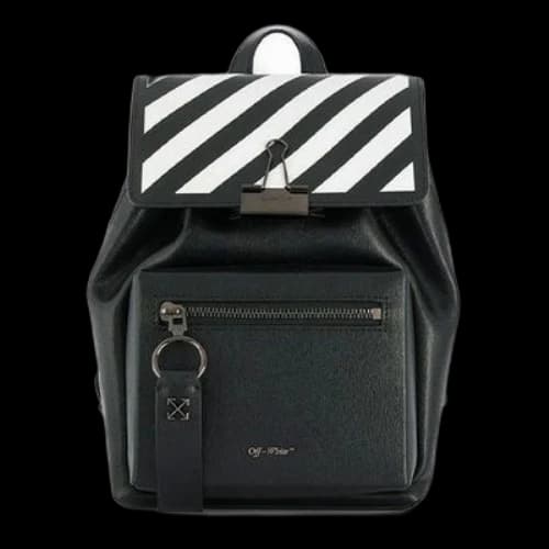 Off-White Cowhide Contrast Striped Drawstring Backpack Brown (Women's)