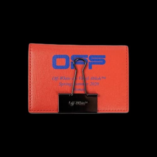 Off-White Leather Logo Clip Card Holder Wallet 'Red Le'