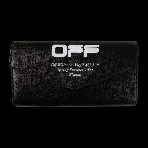 Off-White Leather Logo Long Flap Wallet 'Black'