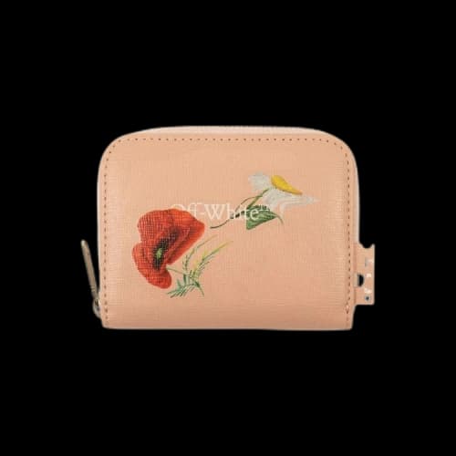 Off-White Floral Print Small Wallet 'Nude'