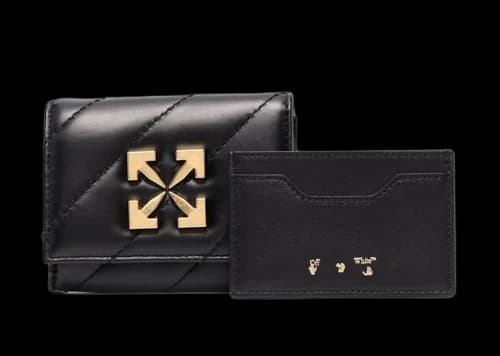 OFF-WHITE Arrow Plaque Quilted Wallet Black