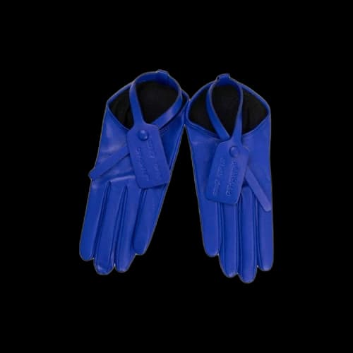 Off-White Leather Zip Tie Gloves 'Blue'