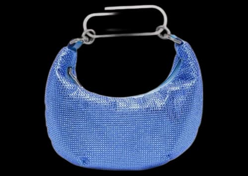 OFF-WHITE Paperclip 20 Rhinestone Embellished Hobo Bag Electric Blue