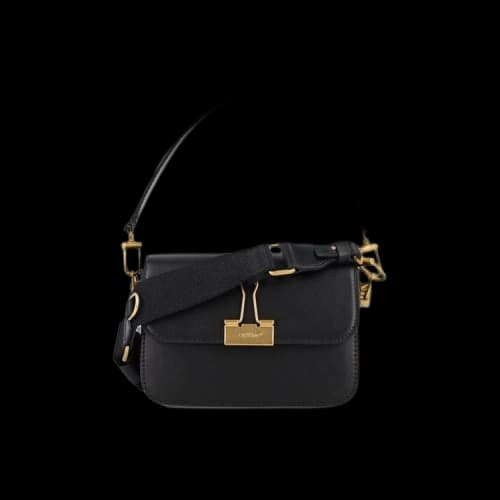Off-White Binder Leather Shoulder Bag Black