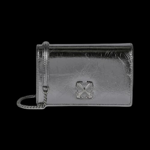 Off-White Jitney 0.5 Leather Clutch Silver