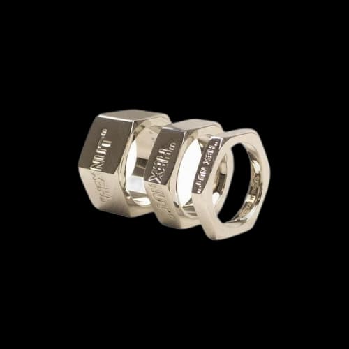 Off-White 3 Bolt Logo Hex Nut Rings 'Silver'