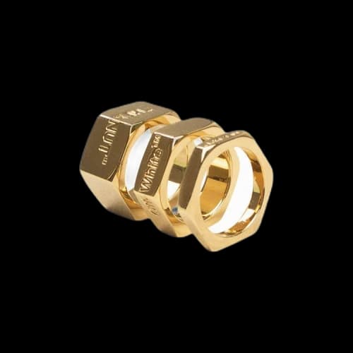 Off-White 3 Bolt Logo Hex Nut Rings 'Gold'