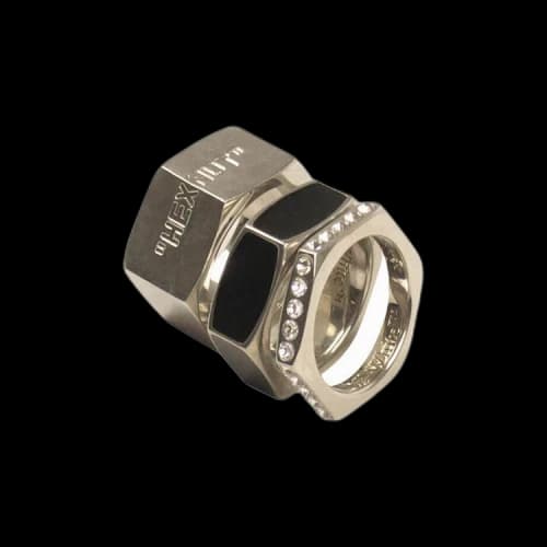 Off-White Strass Hexnut Ring Set 'Silver'