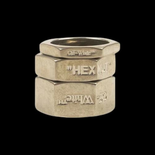 Off-White Metal Hexnut 3 Ring Set 'Gold Metal'