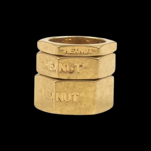 Off-White Metal Hexnut 3 Ring Set 'Gold Metal'