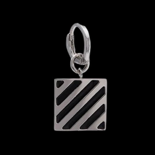 Off-White Diag Tab Earring 'Silver / Black'