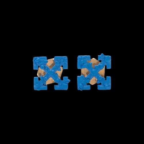 Off-White Leaves Arrow Stud Earrings 'Blue'