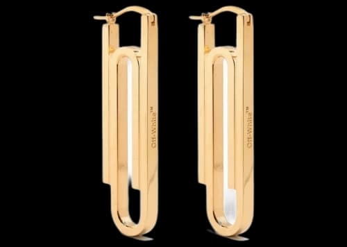OFF-WHITE Paperclip Drop Earrings Gold