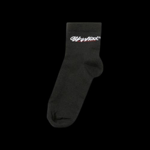 Off-White New Script Short Socks 'Black/White'