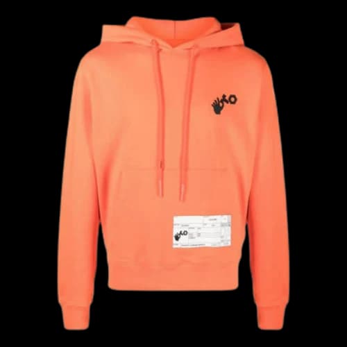 Off-White Pattern Printing Drawstring Hooded Long Sleeves Slim Fit Version Orange