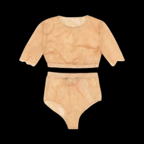 Off-White Floral Lace Lingerie Set 'Pink'