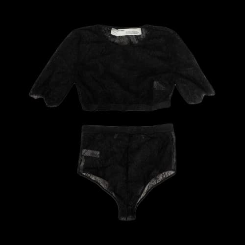 Off-White Lace Lingerie Set 'Black'