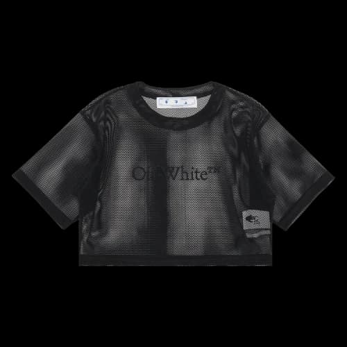 Off-White Bookish Mesh Short-Sleeve Crop Tee 'Black'