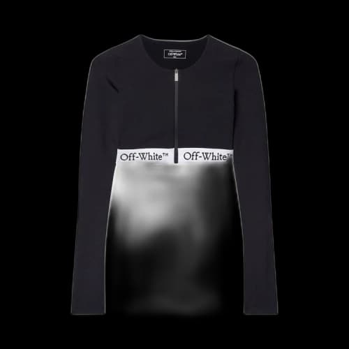 Off-White Logoband Long-Sleeve Zipped Crop Top 'Black'
