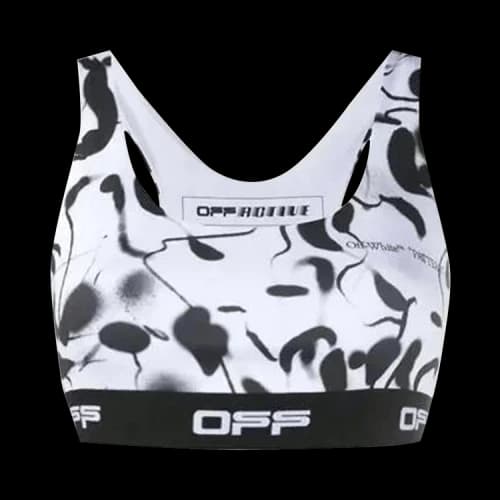 OFF-WHITE Abstract Print Racerback Sports Bra Black/White