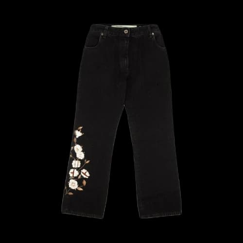 Off-White Floral Diag Croppped Jeans 'Black'