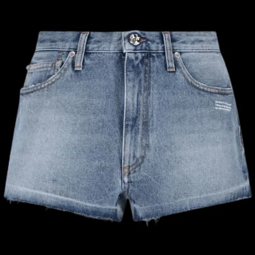 Off-White Logo Print Frayed Edge Denim Shorts 'Blue/White'