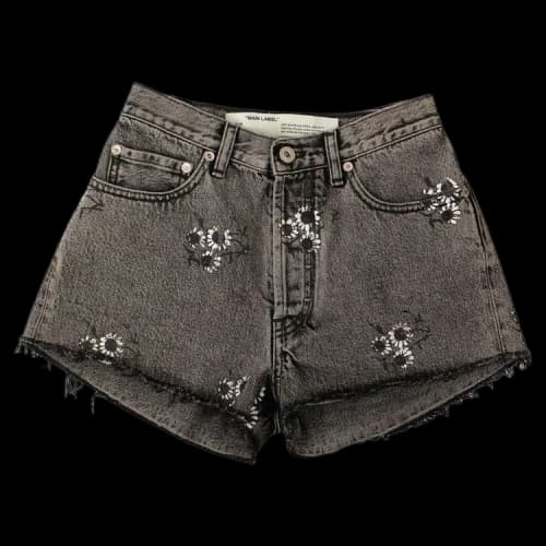 Off-White Printed Floral Denim Shorts 'Grey'