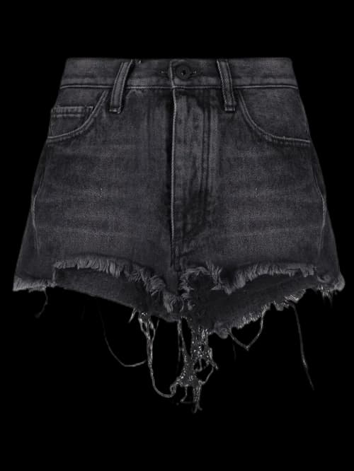 OFF-WHITE Distressed Denim Shorts Black