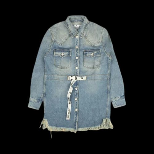 Off-White Button Boxy Denim Dress 'Blue'