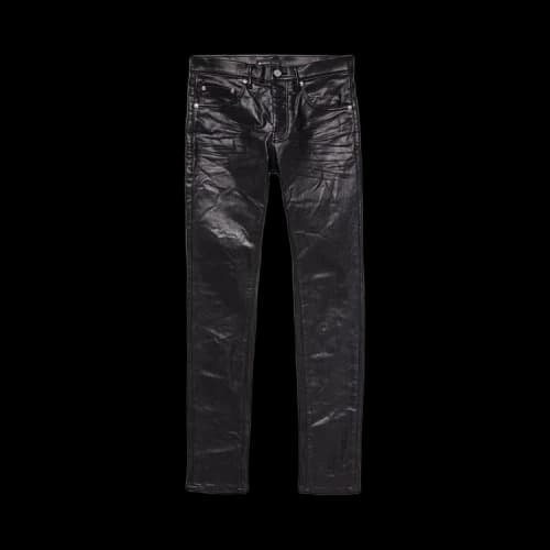 PURPLE BRAND Patent Leather Film Skinny Jeans 'Black'