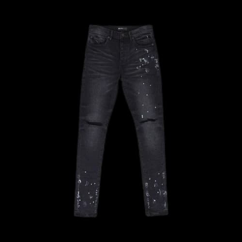 PURPLE BRAND Resin Knee Slit Skinny Jeans 'Black'