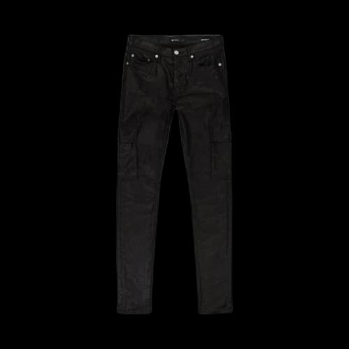 PURPLE BRAND Tar Coated Skinny Cargo Pants 'Black'
