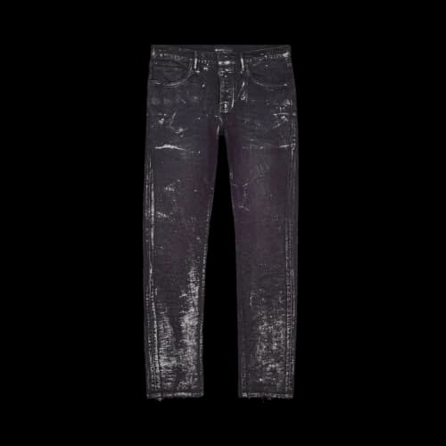 PURPLE BRAND Oil Coated Skinny Jeans 'Silver'