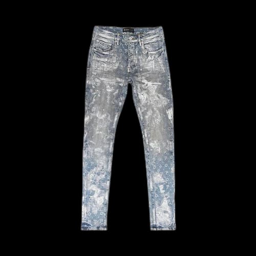 PURPLE BRAND Jacquard Monogram Skinny Jeans 'Holographic Indigo'