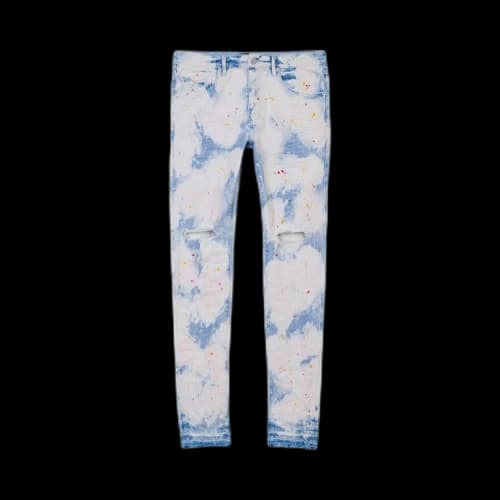 PURPLE BRAND Light Faded Bleached Out Splatter Skinny Jeans 'Indigo'