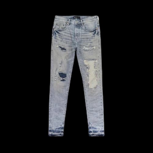 PURPLE BRAND Light Stitch Patch Repair Skinny Jeans 'Indigo'