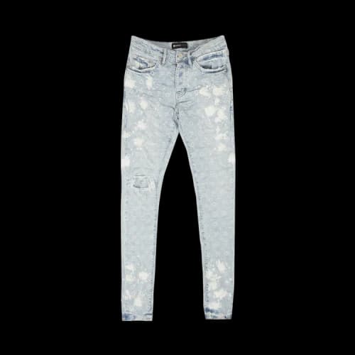 PURPLE BRAND Bleach Jaquard Monogram Jeans 'Blue'