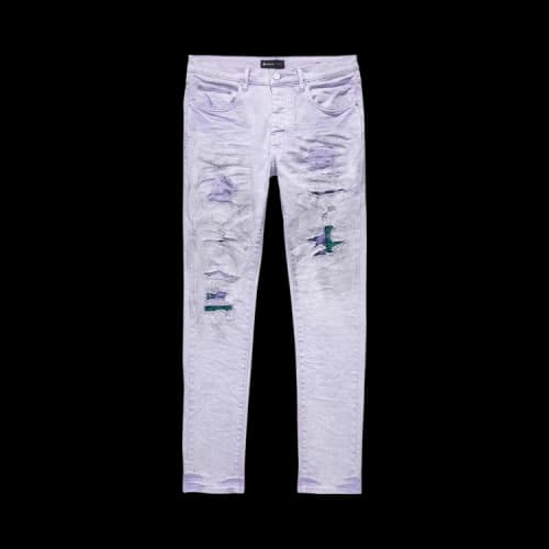 PURPLE BRAND Heavy Repair With Plaid Patch Skinny Jeans 'Lavender'