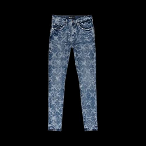 PURPLE BRAND Mid Galaxy Bleach Constellation Laser Skinny Jeans 'Indigo'